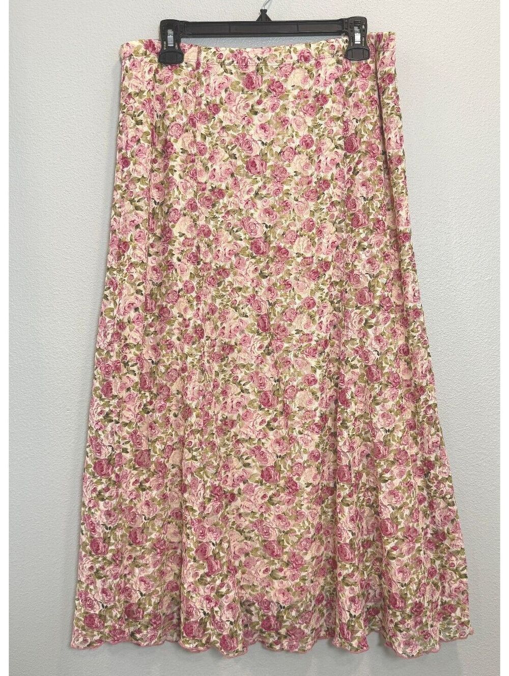 RQT Pink Rose Floral Lace Maxi Skirt - Women's Large - Picture 1 of 5